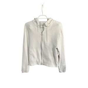 Women's ZYIA White Crushed Texture Gannett Peak Crush Hooded Zip Up Jacket Size